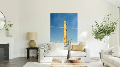 Exploring Sheikh Zayed Grand Mosque in Abu Dhabi during sunset Reproduction