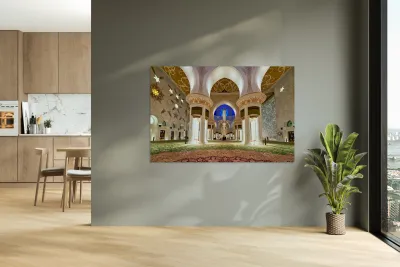 Exploring the interior of Sheikh Zayed Grand Mosque in Abu Dhabi Reproduction