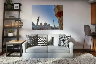 Visitors explore Sheikh Zayed Grand Mosque in Abu Dhabi Reproduction