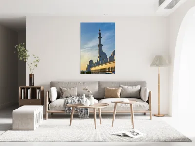 Sheikh Zayed Grand Mosque in Abu Dhabi during sunset Reproduction