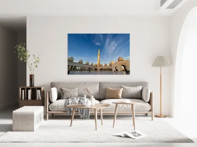 Visit to Sheikh Zayed Grand Mosque in Abu Dhabi at sunset Reproduction