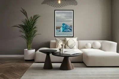 Icebergs float in Jokulsarlon lagoon Iceland by day Reproduction