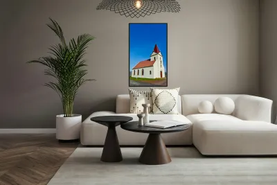 Ingjaldsoll church in Iceland shows simple architecture Reproduction