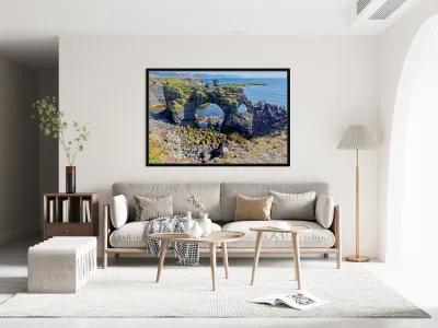 Exploring arnarstapi cliff in Iceland by the ocean Reproduction