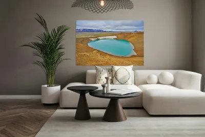 Krafla volcanic area with geothermal lake in Iceland Reproduction