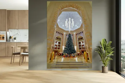 Luxury hotel features Christmas tree in Muscat Oman Reproduction