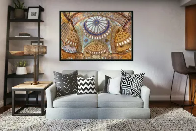 Exploring the interior of the Blue Mosque in Istanbul Turkey Reproduction