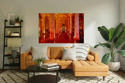 Explore Basilica Cistern at night with reflected lights Reproduction