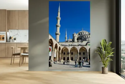 Visit to Blue Mosque in Istanbul on a sunny day Reproduction