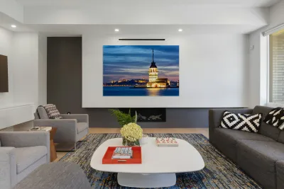 Sunset view of Maidens Tower on the Bosphorus in Istanbul Reproduction