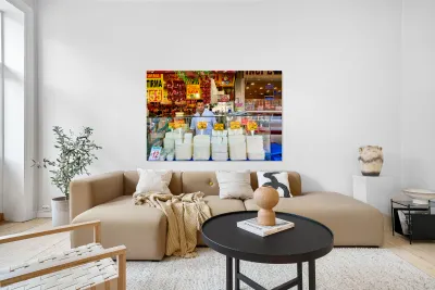 Cheese vendor at Grand Bazaar in Istanbul during busy hours Reproduction