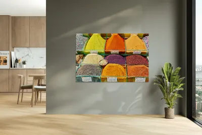 Exploring the Grand Bazaar with colorful spices in Istanbul Reproduction