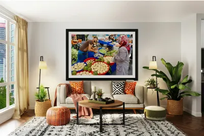 Market activity in Istanbul Turkey with local vendors Reproduction