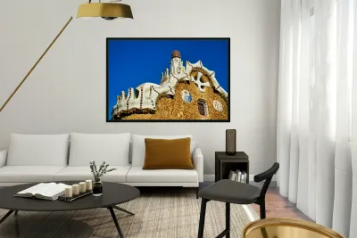 Gable of the fairytale house in park guell barcelona Reproduction