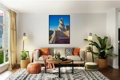 Rooftop views of Casa Mila in sunny Barcelona Reproduction