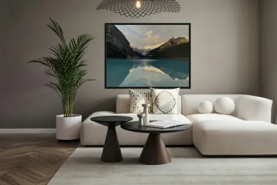 Lake Louise alpenglow reflection Reproduction