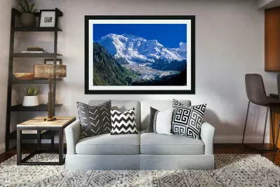 Karakoram range shows snow capped peaks and rocky terrain Reproduction
