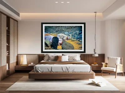 Muslim men pray towards Mecca in Pakistan during prayer time Reproduction