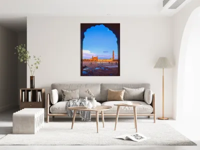 View of Badshahi Mosque in Lahore at sunset Reproduction