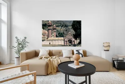 Beautiful architecture in Pakistans mountainous region Reproduction