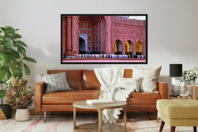 Prayer time at Badshahi Mosque in Lahore Pakistan Reproduction