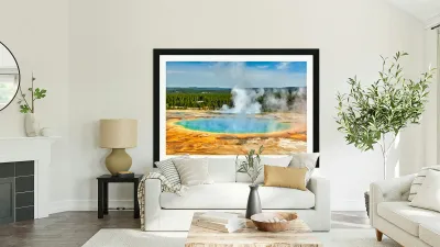 Exploring grand prismatic spring in yellowstone national park Reproduction