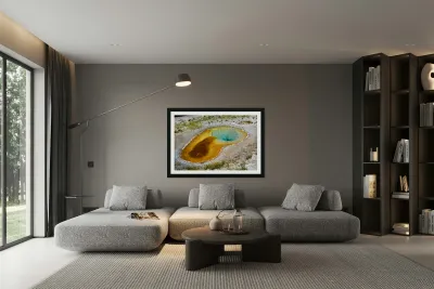 Yellowstone National Park features Beauty Pool in summer Reproduction