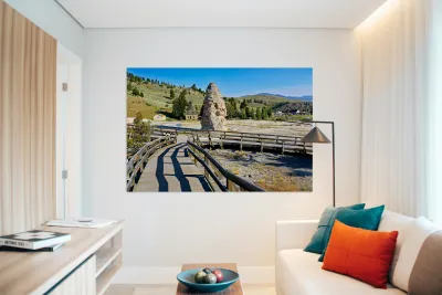 Exploring liberty cap in yellowstone national park usa Reproduction