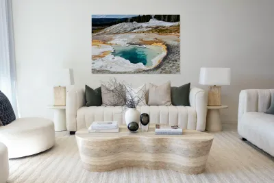 Heart Spring in Yellowstone National Park with blue water Reproduction