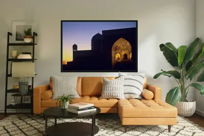 Sunset over registan in samarkand uzbekistan Reproduction