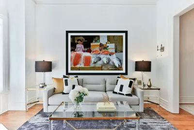 Market scene in Ho Chi Minh with fresh seafood for sale Reproduction