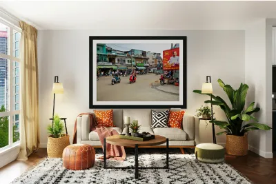 Busy streets of Ho Chi Minh City in Saigon during the day Reproduction