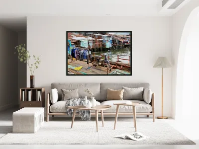 Fishing village life by the water in Phu Quoc Vietnam Reproduction