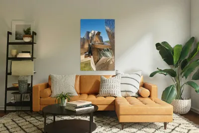 Guggenheim Museum in Bilbao Spain shows modern architecture Reproduction