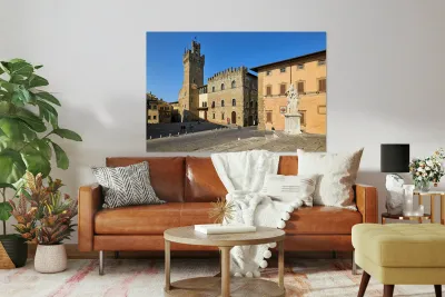 Palazzo dei Priori in Arezzo Tuscany during a clear day Reproduction