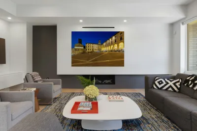 Piazza Grande in Arezzo at sunset with glowing architecture Reproduction