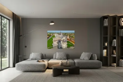 View of Piazza dei Miracoli in Pisa with the Leaning Tower Reproduction