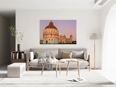 Pisa Tuscany landmarks at sunset in Square of Miracles Reproduction
