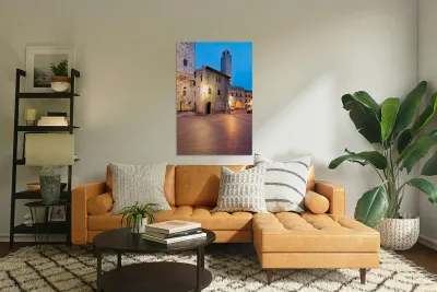 Sunset view of Piazza del Duomo in San Gimignano Tuscany Reproduction