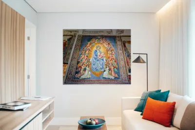 Fresco of madonna with child in san lorenzo church italy Reproduction