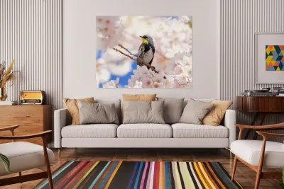 Warbler & Cherry Blossoms Reproduction