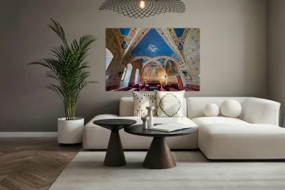 Inside the frescoed Sala del Consiglio in Volterra Tuscany Reproduction