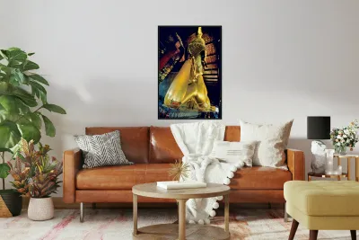 Big Buddha statue inside Wat Pho temple in Bangkok Thailand Reproduction