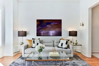 Double Lightning Strikes Over Colorado Night Storm Long Exposure Reproduction