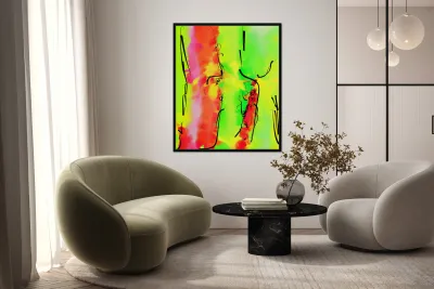 Abstract line art the 7th vertical Reproduction