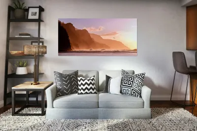 Kauai sunset with bird  Reproduction