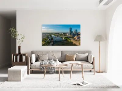 Aerial view of John Seigenthaler pedestrian bridge in Nashville Reproduction