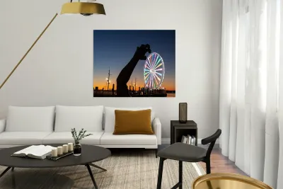 Ferris wheel and The Awakening sculpture Reproduction