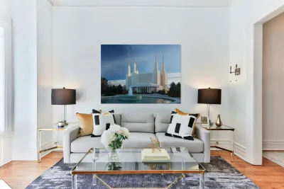 Mormon temple in Washington DC in late winter Reproduction