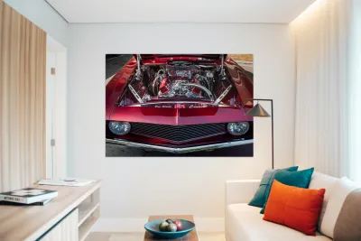 Engine compartment of chromed Camaro Reproduction